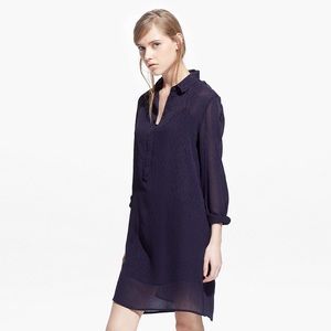 Mango Dark Blue Embroidered Shirt Dress